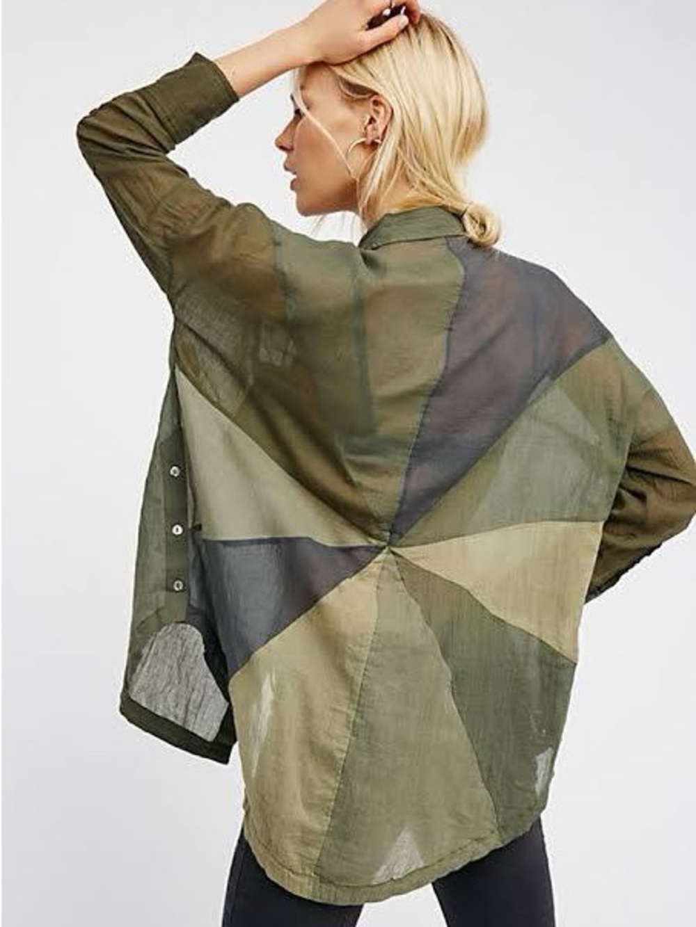 Free People Women’s “Rainbow Rays” Patchwork Button-Down